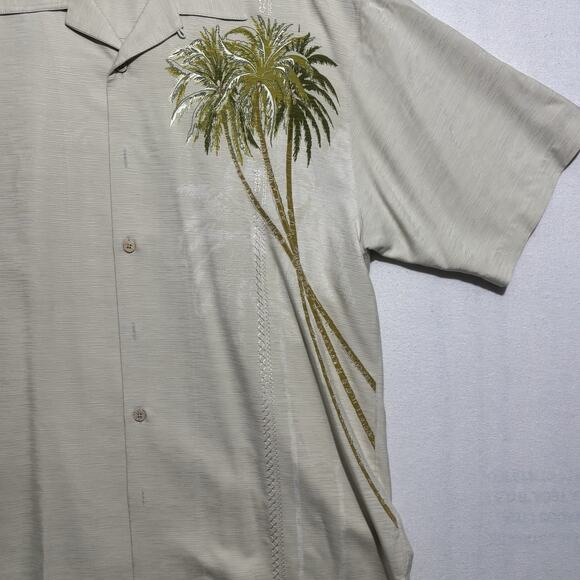 Tommy Bahama Silk Shirt Embroidered Palm Trees Mens XL Short Sleeve Camp Beach - Picture 4 of 11